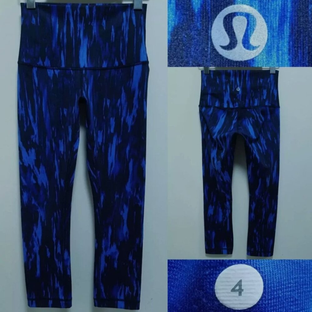 Lululemon Wunder Under Crop Leggings 4 XS Hi-Rise Painted Animal Sprinkler Blue